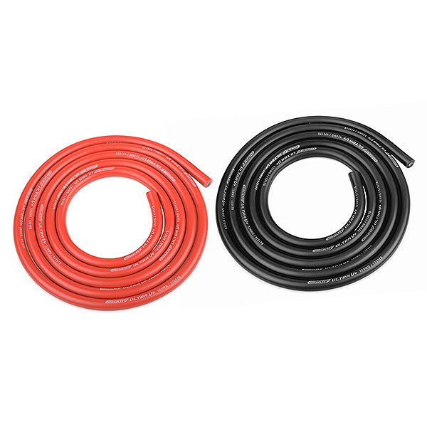 CORALLY ULTRA V+ SILICONE WIRE SUPER FLEXIBLE BLACK AND RED 12AWG 1731/0.05 STRANDS OD 4.5MM 2 X 1M - High-Speed RTR RC Truck