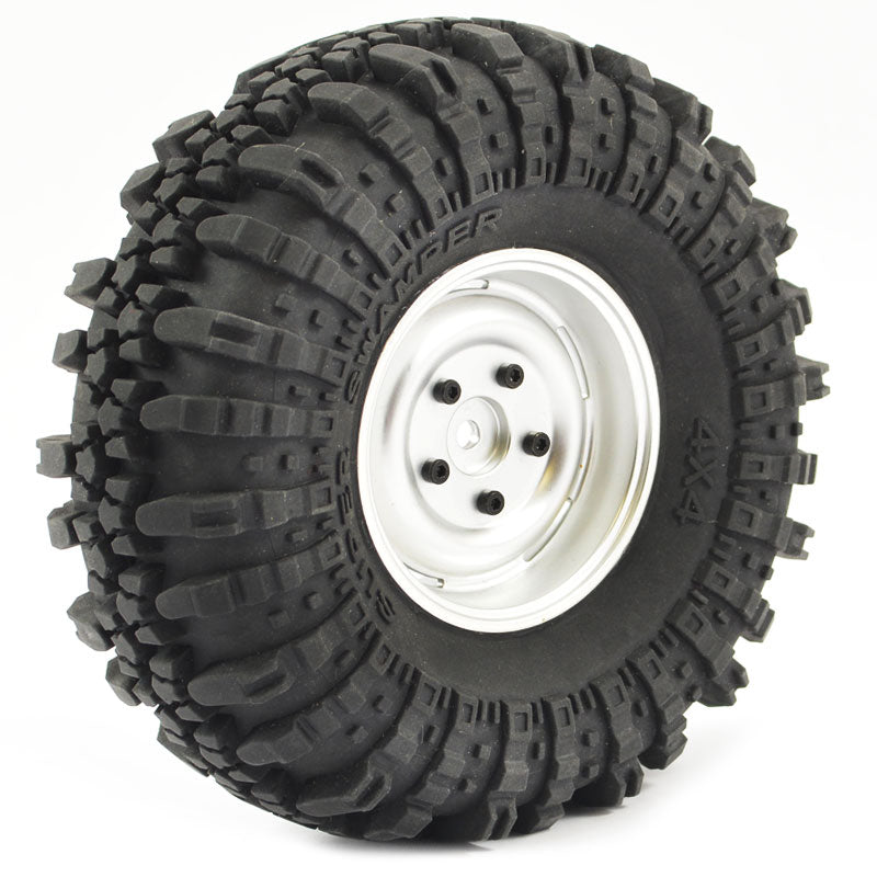 FASTRAX 1:10 CRAWLER SWAMPER 1.9 SCALE WHEEL &#248;118MM TYRE (SILVER)(2) - RC Hobby Product
