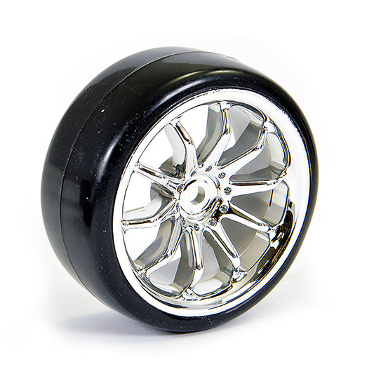FASTRAX 1/10 STREET/DRIFT 10SP SCALE CHROME WHEEL & V2 TYRE - RC Hobby Product