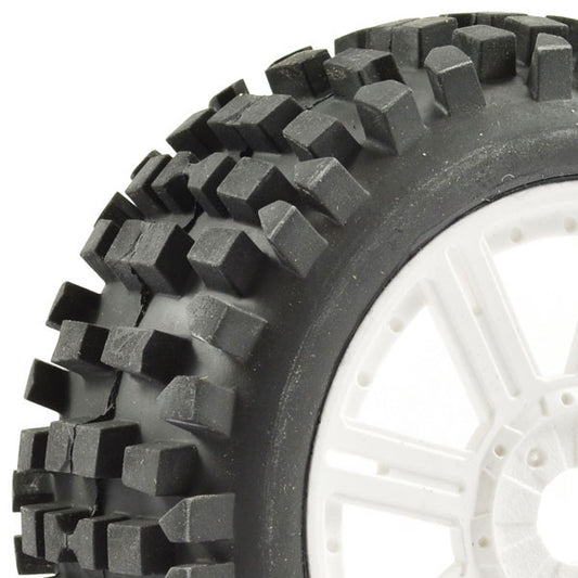 FASTRAX 1/8 ROCK BLOCK MOUNTED ON 8-SPOKE WHITE (PR) - RC Hobby Product