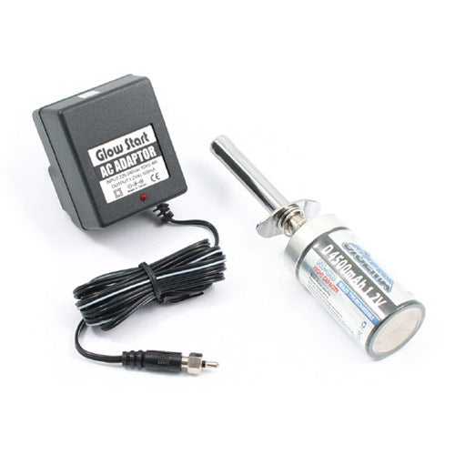 FASTRAX HIGH CAPACITY 4500mah GLOW STARTER w/CHARGER  (Euro 2-pin Plug) - RC Hobby Product