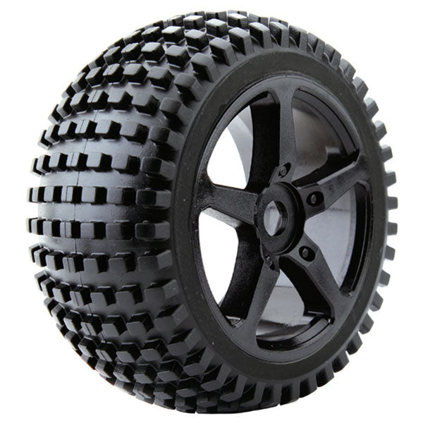 FASTRAX 1/8 TRUGGY ROCK MTD ON 5-SPOKE BLACK 0 OFFSET(PR) - RC Hobby Product