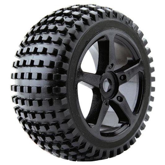 FASTRAX 1/8 TRUGGY ROCK MTD ON 5-SPOKE BLACK 0 OFFSET(PR) - RC Hobby Product