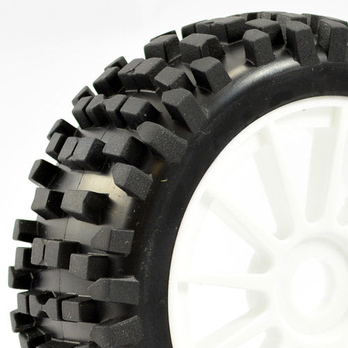 FASTRAX 1/8 PREMOUNTED BUGGY TYRES 'ROCK-BLOCK/12 SPOKE' - RC Hobby Product