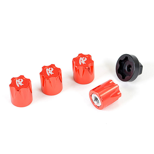 FASTRAX ANTIDUST ALUMINIUM M4 WHEEL NUT COVERS (4PC) - RED - RC Hobby Product