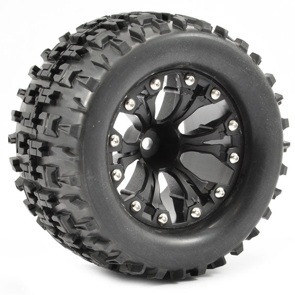 FASTRAX 1:10 MT JIGSAW MOUNTED 6-SPOKE BLACK 0 OFFSET (PR) - RC Hobby Product