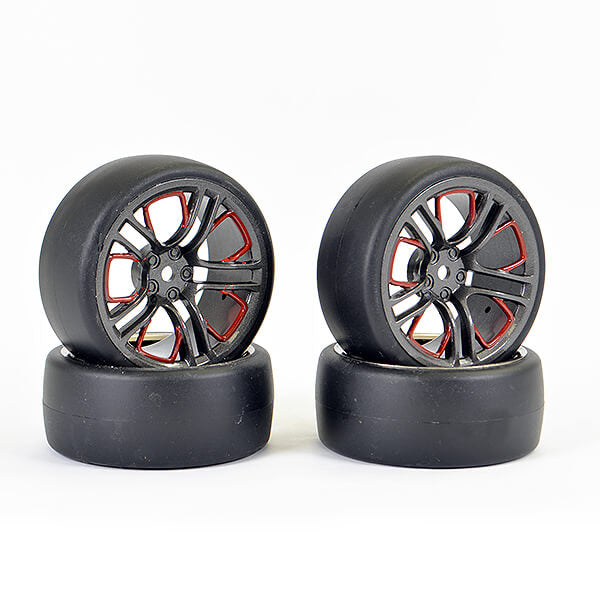 FASTRAX 1/10 (4) DRIFT D1 TYRE w/3MM 10-SPOKE WHEEL- GRAPHITE - RC Hobby Product