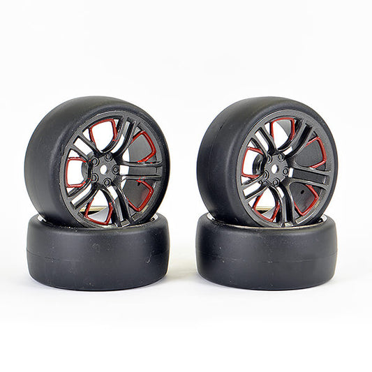 FASTRAX 1/10 (4) DRIFT D1 TYRE w/3MM 10-SPOKE WHEEL- GRAPHITE - RC Hobby Product