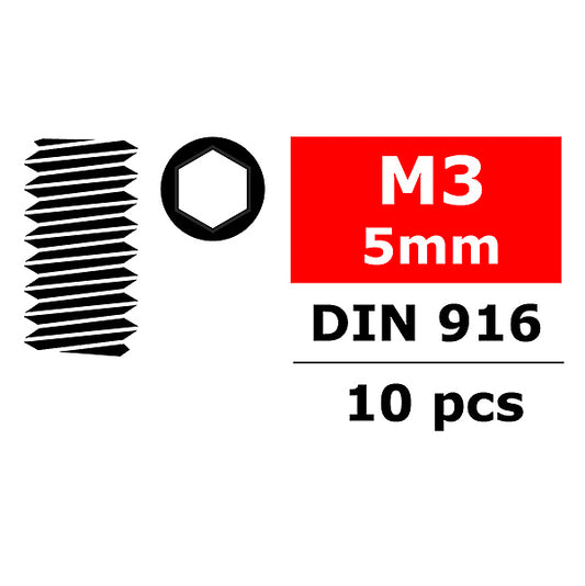 CORALLY STEEL SET SCREWS M3 X 5MM HEX 10 PCS - High-Speed RTR RC Truck