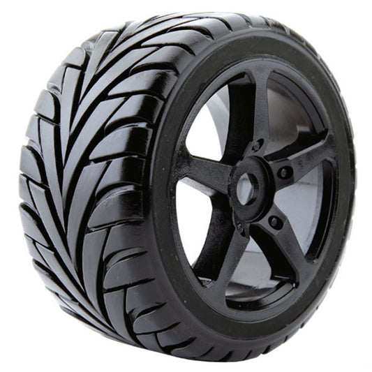 FASTRAX 1/8 TRUGGY EAGLE MTD ON 5-SPOKE BLACK 0 OFFSET(PR) - RC Hobby Product