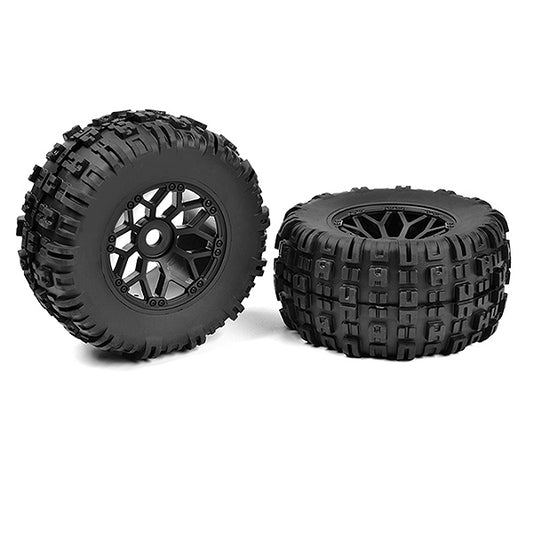 CORALLY OFF-ROAD 1/8 MT TYRES MUD CLAWS GLUED ON BLACK RIMS - High-Speed RTR RC Truck
