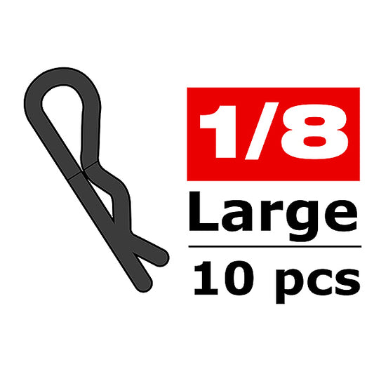 CORALLY BODY CLIPS 45 BENT LARGE BLACK 10 PCS - High-Speed RTR RC Truck