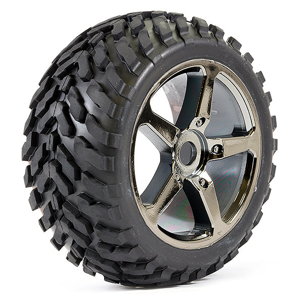 FASTRAX 1/8 TRUGGY ARROW MTD 5-SPOKE BK CHROME 0 OFFSET(PR) - RC Hobby Product