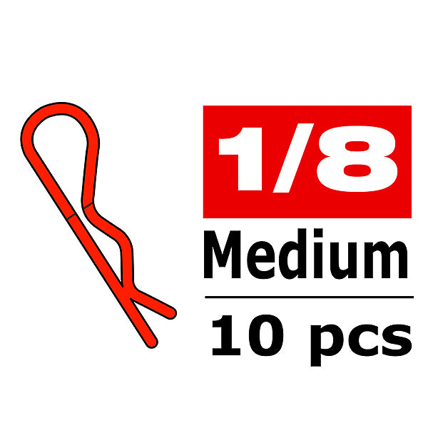 CORALLY BODY CLIPS 45 BENT MEDIUM RED 10 PCS - High-Speed RTR RC Truck