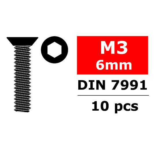 CORALLY STEEL SCREWS M3 X 6MM HEX FLAT HEAD 10 PCS - High-Speed RTR RC Truck
