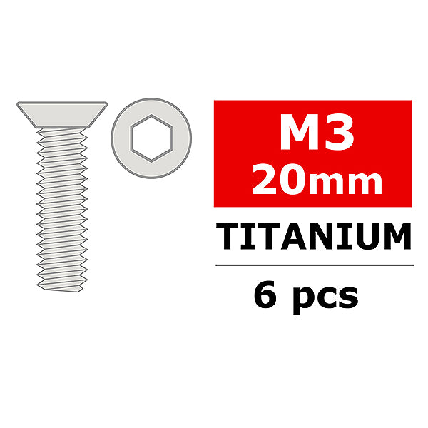 CORALLY TITANIUM SCREWS M3 X 20MM HEX FLAT HEAD 6 PCS - High-Speed RTR RC Truck
