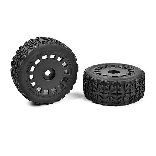 CORALLY OFF-ROAD 1/8 TRUGGY TIRES TRACER GLUED ON BLACK RIMS - High-Speed RTR RC Truck