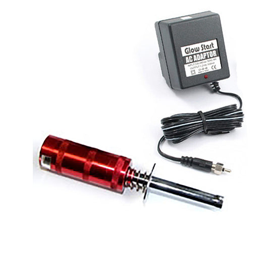 FASTRAX ALUMINIUM METERED GLOW STARTER With 2100mah Battery & CHARGER  (Euro 2-pin Plug) - RC Hobby Product