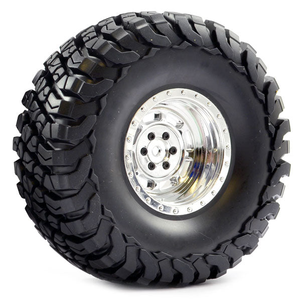 FASTRAX 1:10 CRAWLER GRANITE 2.2 SCALE WHEEL &#248;140MM TYRE (CHROME)(2) - RC Hobby Product