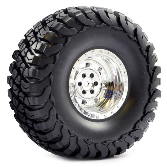 FASTRAX 1:10 CRAWLER GRANITE 2.2 SCALE WHEEL &#248;140MM TYRE (CHROME)(2) - RC Hobby Product