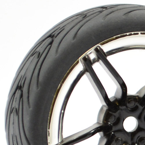 FASTRAX 1/10 STREET/TREAD TYRE 10SP BLACK/CHROME WHEEL - RC Hobby Product