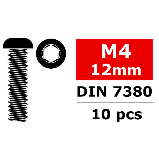 CORALLY STEEL SCREWS M4 X 12MM HEX BUTTON HEAD 10 PCS - High-Speed RTR RC Truck