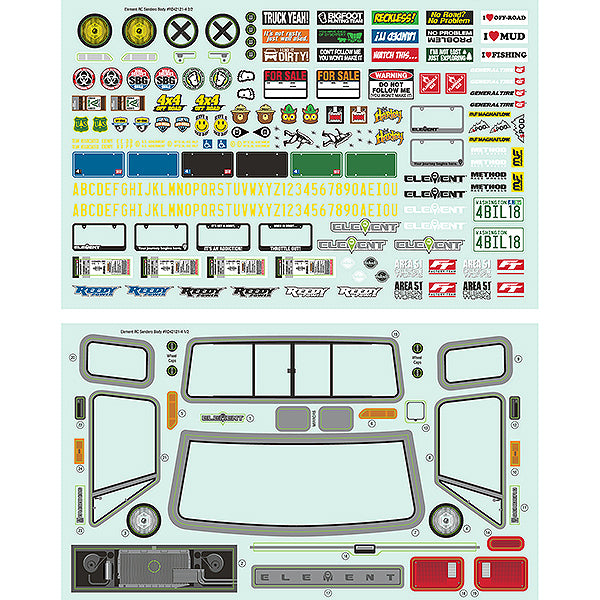 ELEMENT RC SENDERO BODY DECAL - RC Hobby Product