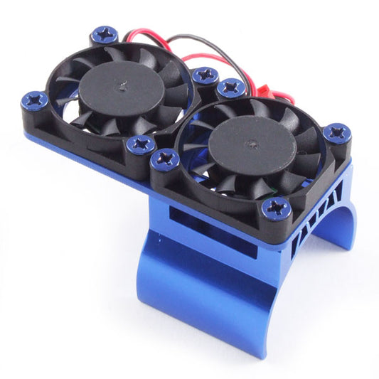 Fastrax Blue Aluminium Twin Fan Motor Heatsink Unit - RC Hobby Product