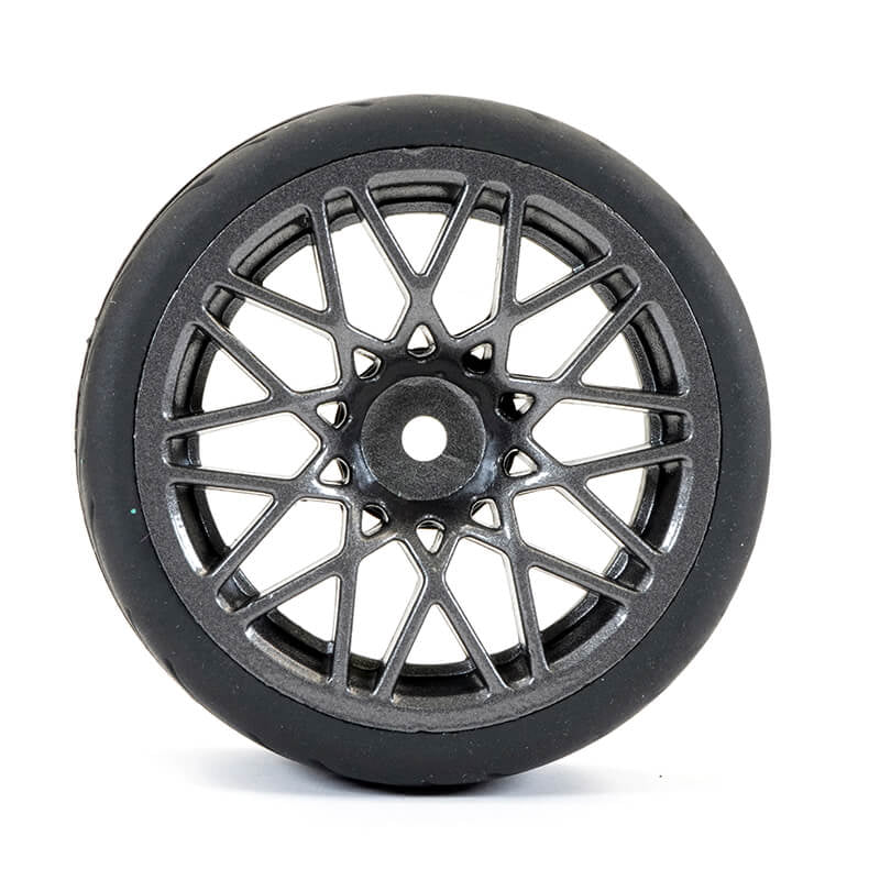 FASTRAX 1/10 STREET/TREAD TYRE STAR SPOKE GUN METAL WHEEL COMPLETE SET OF 4 - RC Hobby Product