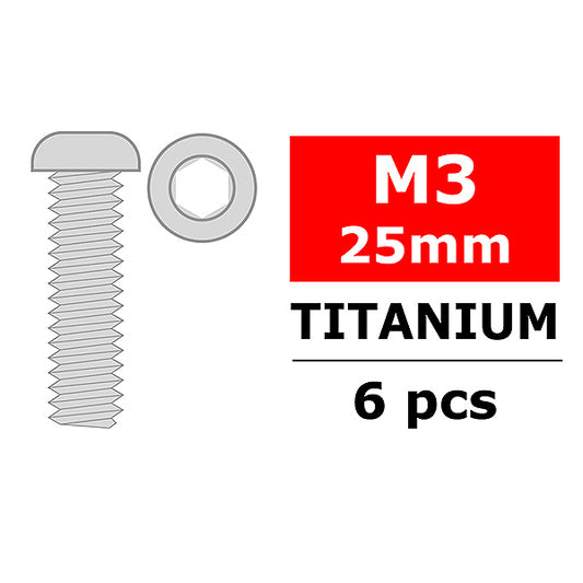 CORALLY TITANIUM SCREWS M3 X 25MM HEX BUTTON HEAD 6 - High-Speed RTR RC Truck
