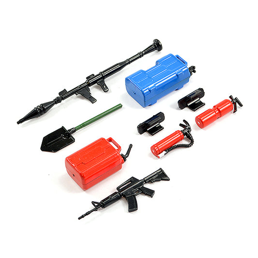 FASTRAX SCALE 7-PCS ACCESSORY SET (SHOVEL,RIFLE,CAN,FIRE EXT) - RC Hobby Product