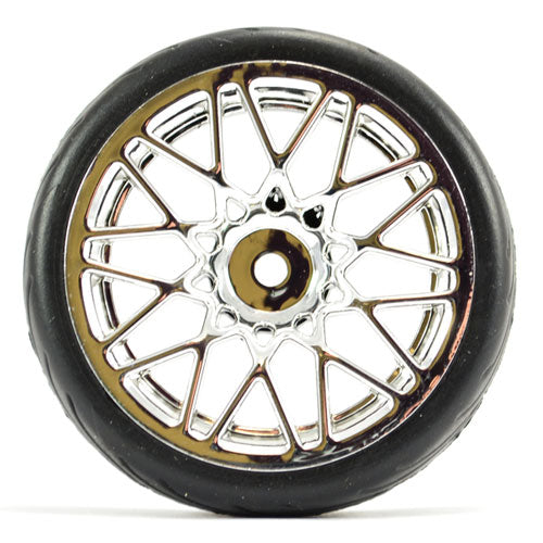 FASTRAX 1/10 STREET/TREAD TYRE STAR SPOKE CHROME WHEEL - RC Hobby Product