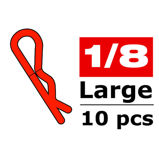 CORALLY BODY CLIPS 45 BENT LARGE RED 10 PCS - High-Speed RTR RC Truck