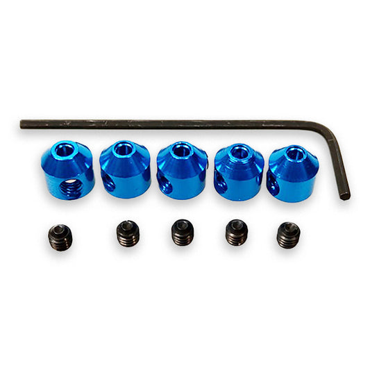 FASTRAX ALUMINIUM COLLETS (5) BLUE w/SCREWS & WRENCH - RC Hobby Product