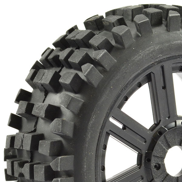 FASTRAX 1/8 ROCK BLOCK MOUNTED ON 8-SPOKE BLACK (PR) - RC Hobby Product