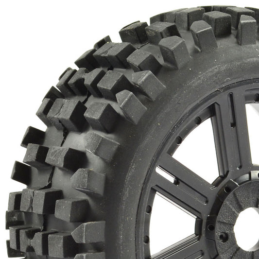 FASTRAX 1/8 ROCK BLOCK MOUNTED ON 8-SPOKE BLACK (PR) - RC Hobby Product