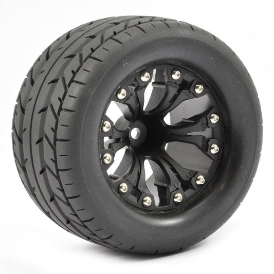 FASTRAX 1:10 MT EAGLE MOUNTED 6-SPOKE BLACK 0 OFFSET (PR) - RC Hobby Product