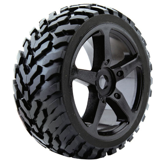 FASTRAX 1/8 TRUGGY ARROW MTD ON 5-SPOKE BLACK 0 OFFSET(PR) - RC Hobby Product