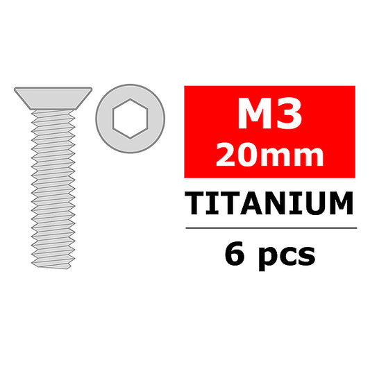 CORALLY TITANIUM SCREWS M3 X 20MM HEX FLAT HEAD 6 PC - High-Speed RTR RC Truck