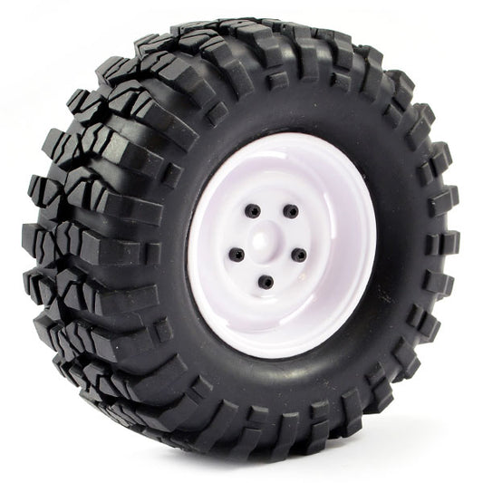 FASTRAX 1:10 CRAWLER SAWBLOCK 1.9 SCALE STEEL WHEEL &#248;108MM (WHITE) (2) - RC Hobby Product