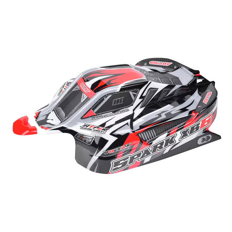 TEAM CORALLY POLYCARBONATE BODY SPARK XB6 RED CUT DECAL SHEET - High-Speed RTR RC Truck