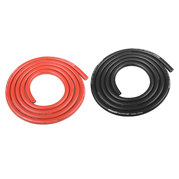 CORALLY ULTRA V+ SILICONE WIRE SUPER FLEXIBLE BLACK AND RED 10AWG 2683/0.05 STRANDS OD 5.5MM 2 X 1M - High-Speed RTR RC Truck